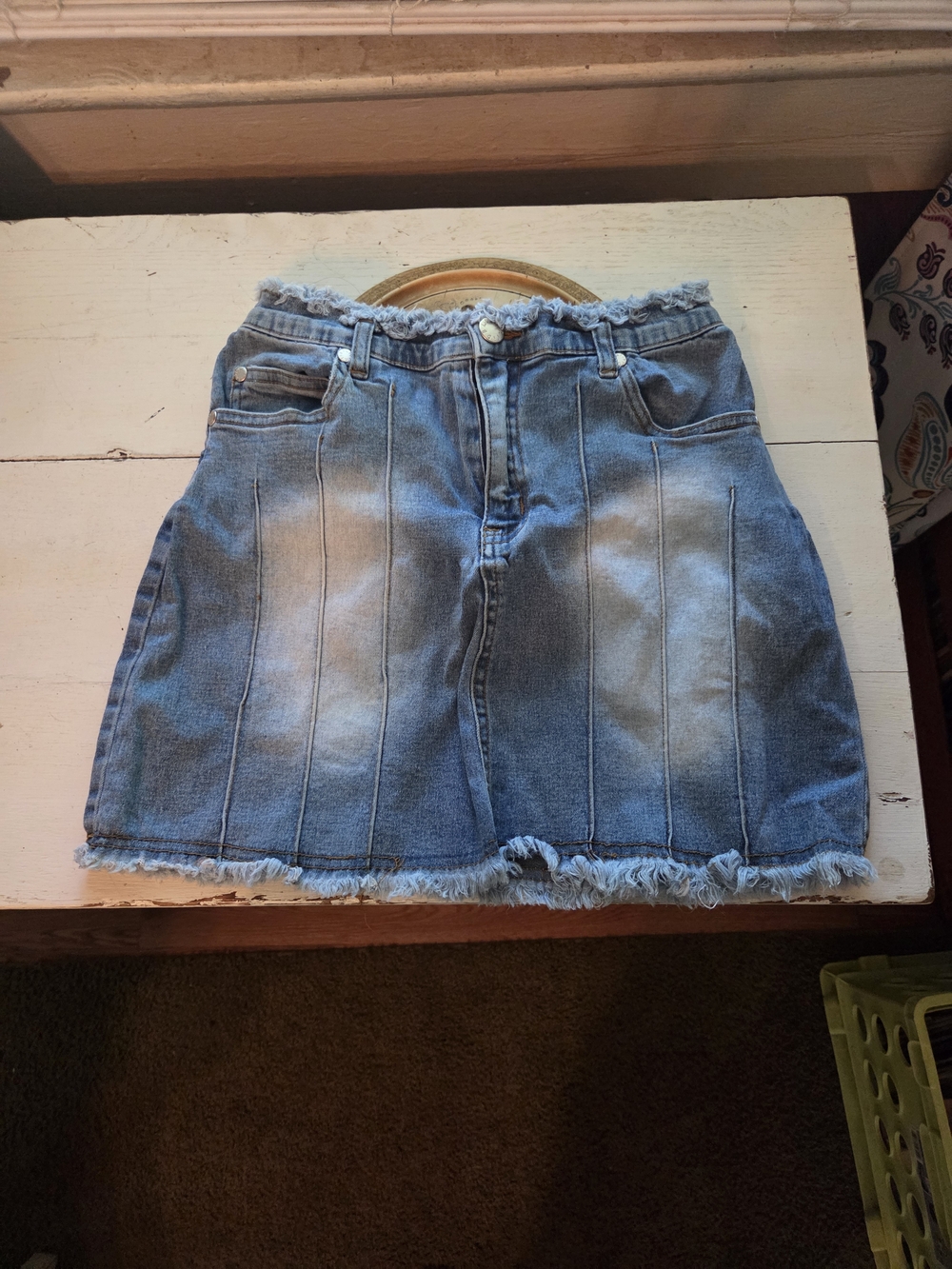 Denim Frayed Hem Skirt for Kids - Light Blue